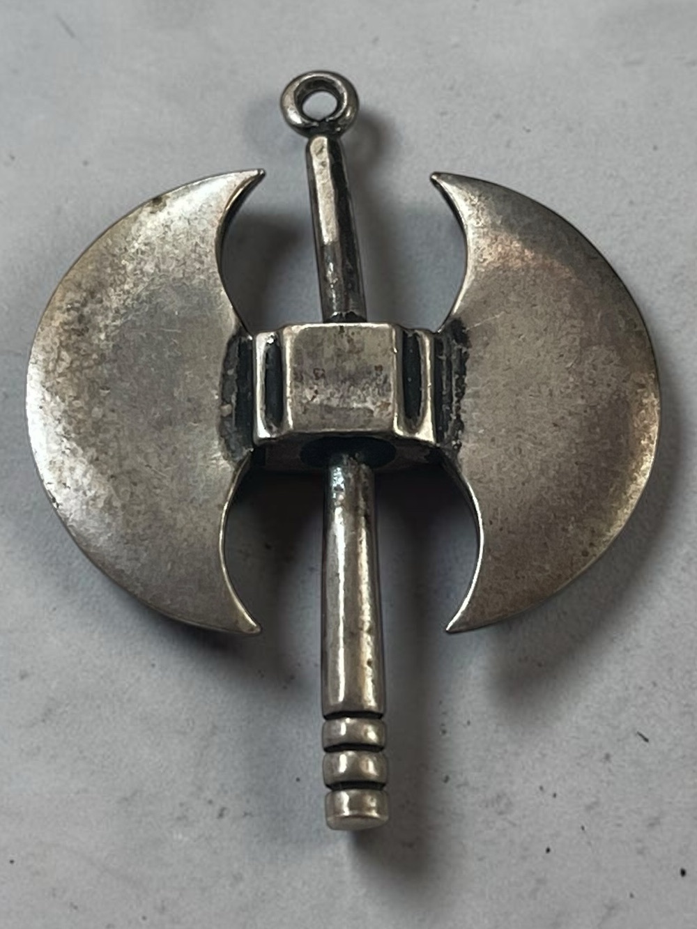 Sterling Silver Double Bladed Battle Axe Pendant